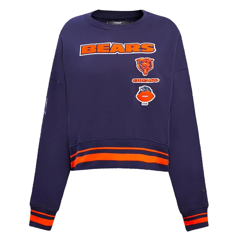 Pro Standard Womens NFL Chicago Bears Retro Classics Crewneck Sweatshirt Midnight Navy/Orange/Midnight Navy L