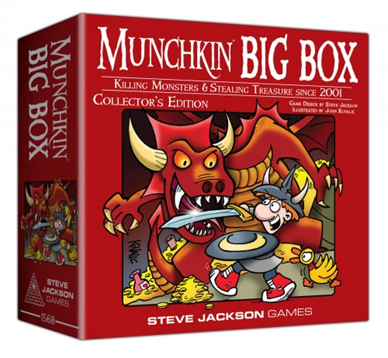Steve Jackson Games Munchkin Big Box | Collector’s Edition Fantasy Card Game | Over 650 Cards, Game Boards, Meeples, Dice & Storage Tray | Illustrated by John Kovalic | Ages 10+ | 3–6 Players
