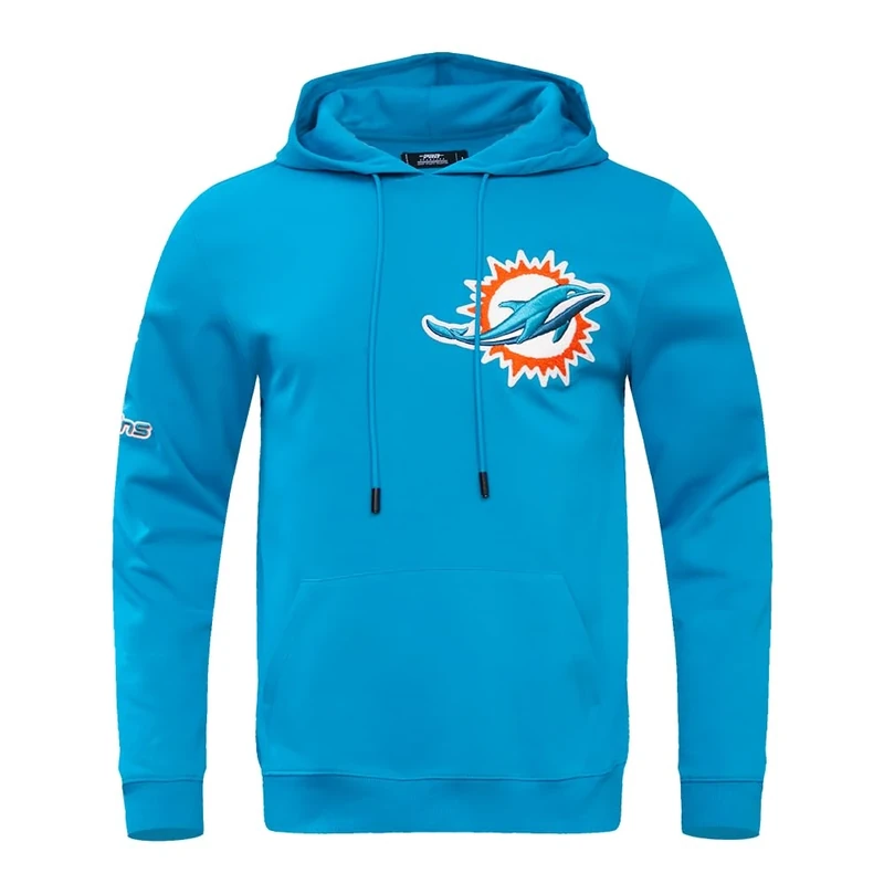 Pro Standard Mens NFL Miami Dolphins Classic Chenille Pull Over Hoodie Teal 2Xl