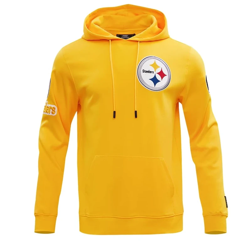 Pro Standard Mens NFL Pittsburgh Steelers Classic Chenille Pull Over Hoodie Yellow 2Xl