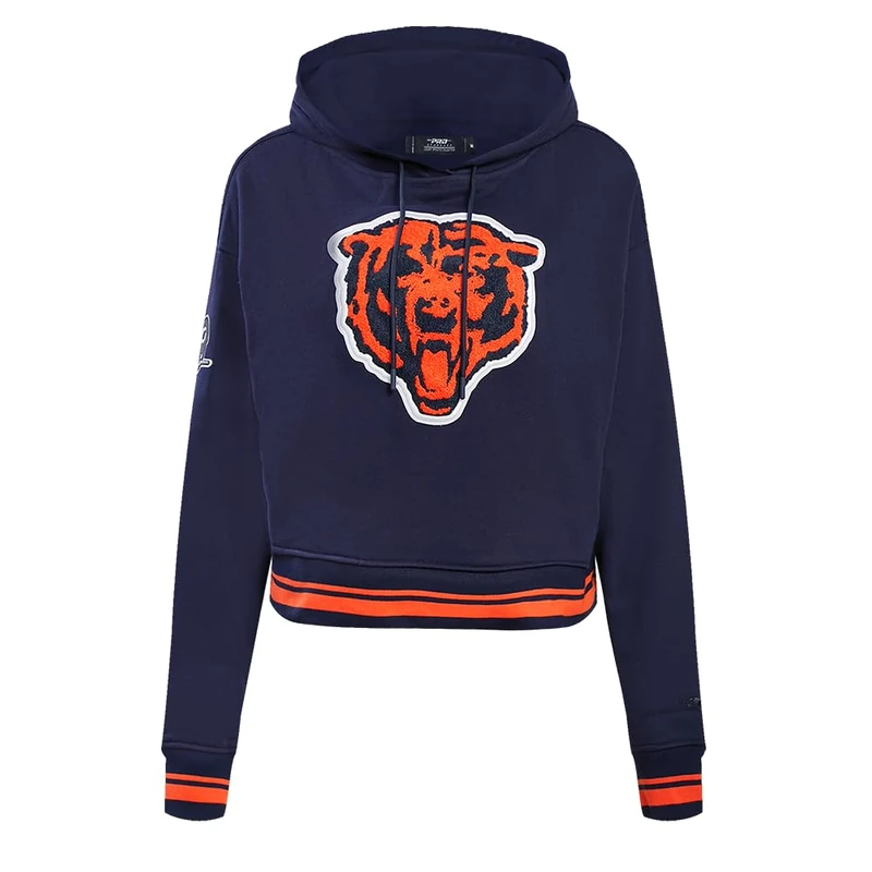 Pro Standard Womens Nfl Chicago Bears Retro Classics Cropped Pullover Hoodie Midnight Navy/Orange/Midnight Navy L