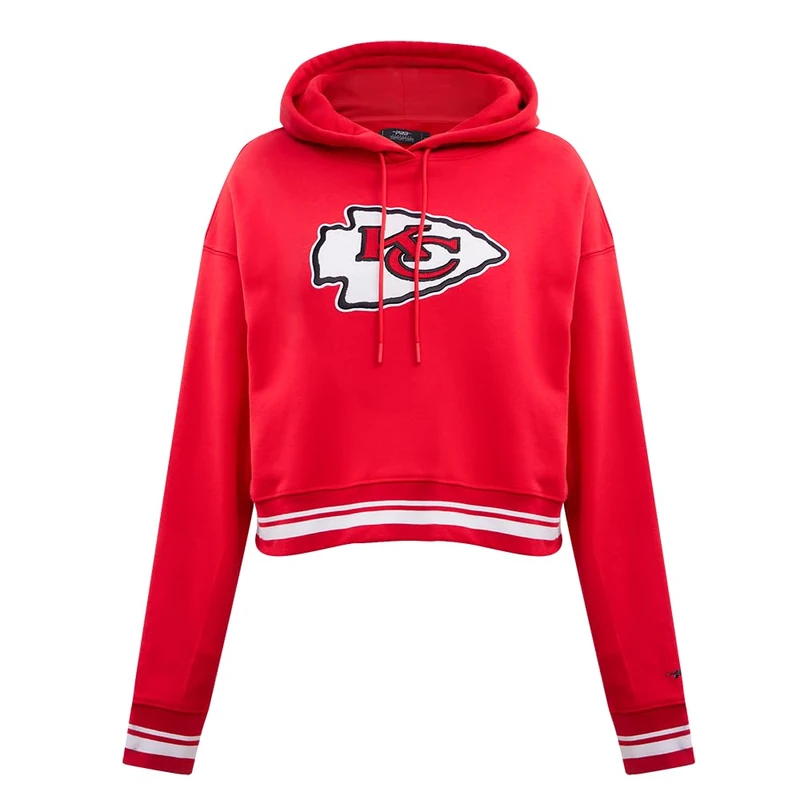 Pro Standard Womens NFL Kansas City Chiefs Retro Classics Cropped Pullover Hoodie Red M