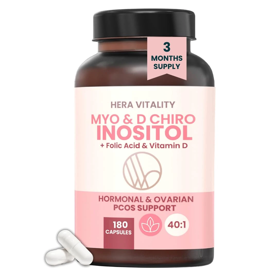 Inositol Supplement for Women (180 Capsules) 3 Month Supply | Myo-Inositol & D-Chiro 40:1 with Folic Acid & Vitamin D | PCOS, Hormone Balance, Pre Conception Fertility & Ovulation Support