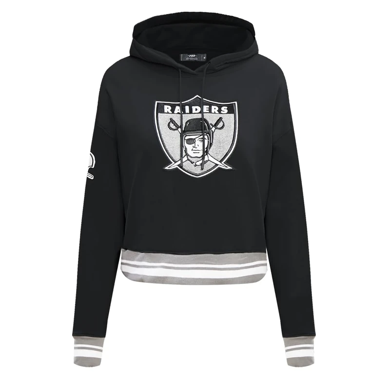 Pro Standard Womens NFL Las Vegas Raiders Retro Classics Cropped Pullover Hoodie Black/Gray Xs
