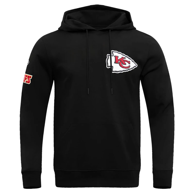 Pro Standard Mens NFL Kansas City Chiefs Classic Chenille Pull Over Hoodie Black 2Xl