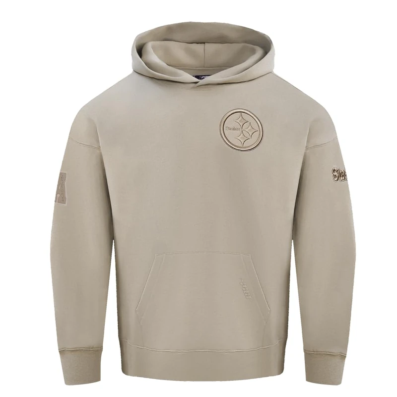 Pro Standard Mens NFL Pittsburgh Steelers Neutral Pull Over Hoodie Taupe L
