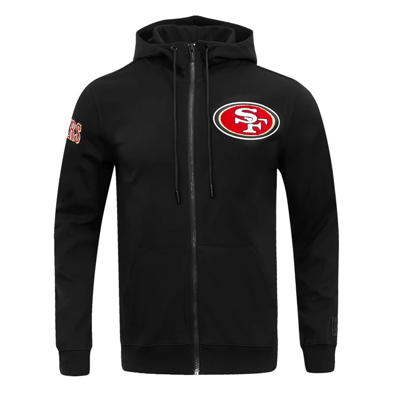 Pro Standard Mens NFL San Francisco 49Ers Classic Chenille Full Zip Hoodie Black 2Xl