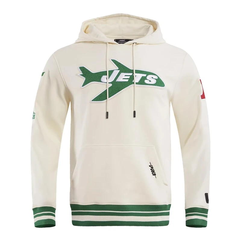 Pro Standard Mens NFL New York Jets Retro Classics Pull Over Hoodie Eggshell/Kelly Green M