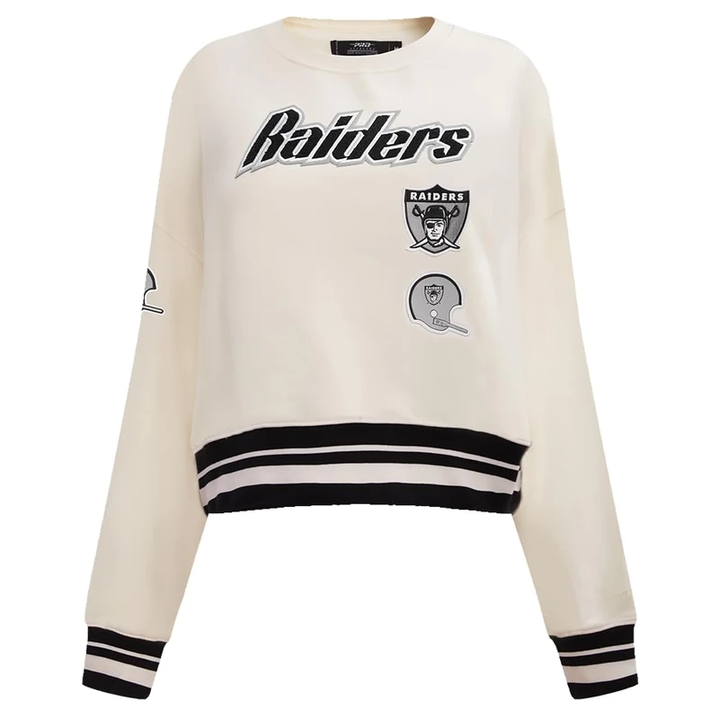 Pro Standard Womens NFL Las Vegas Raiders Retro Classics Crewneck Sweatshirt Eggshell/Black 2Xl - Image 1