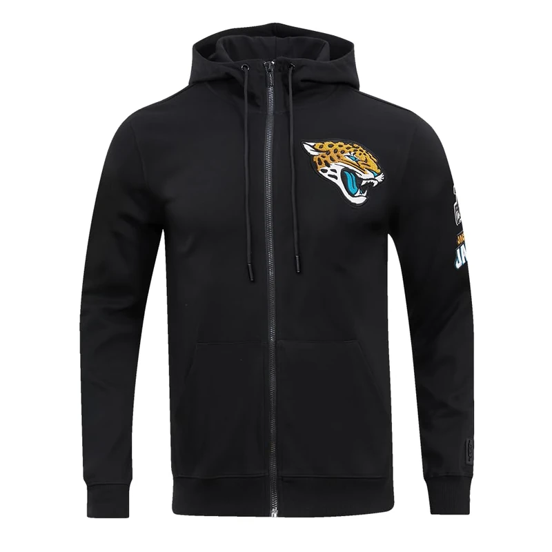 Pro Standard Mens NFL Jacksonville Jaguars Classic Chenille Full Zip Hoodie Black 2Xl