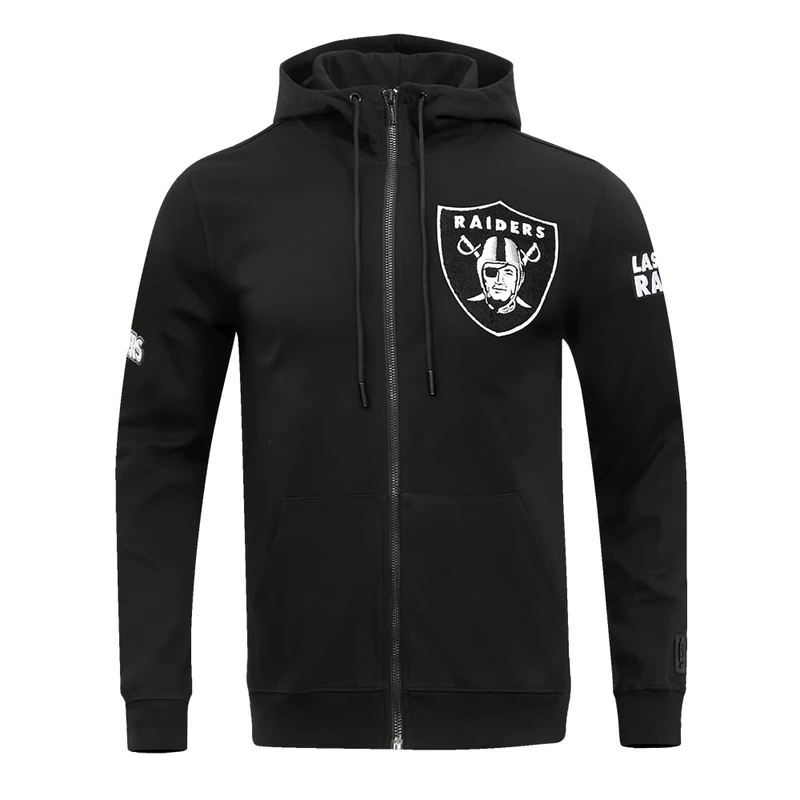 Pro Standard Mens NFL Las Vegas Raiders Classic Chenille Full Zip Hoodie Black Xl