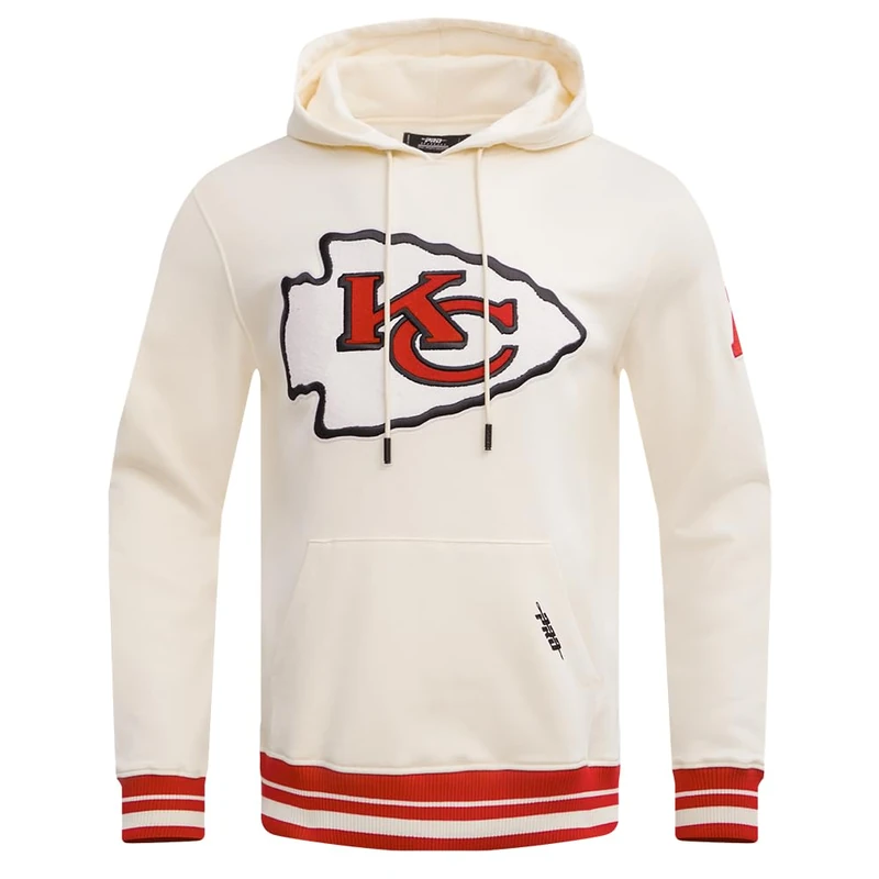 Pro Standard Mens NFL Kansas City Chiefs Retro Classics Pull Over Hoodie Eggshell/Red 2Xl