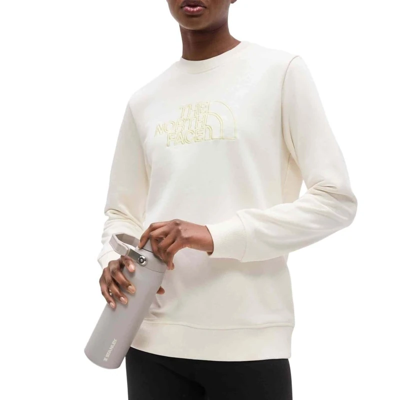 The North Face Women's Drew Peak Light Regular Crew Sweatshirt, White Dune/Lemon Mist, S