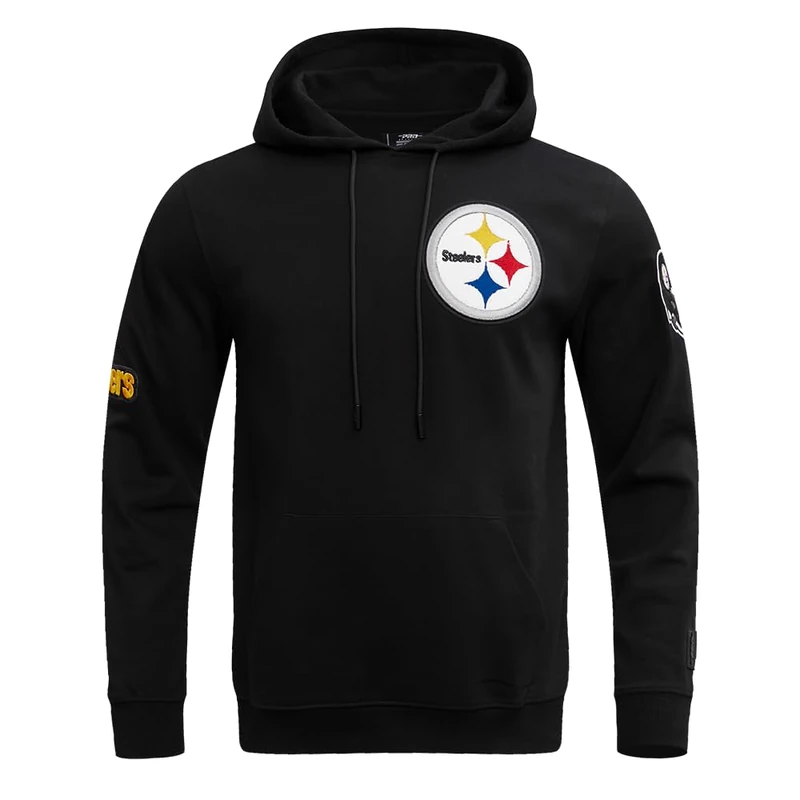 Pro Standard Mens NFL Pittsburgh Steelers Classic Chenille Pull Over Hoodie Black 3Xl