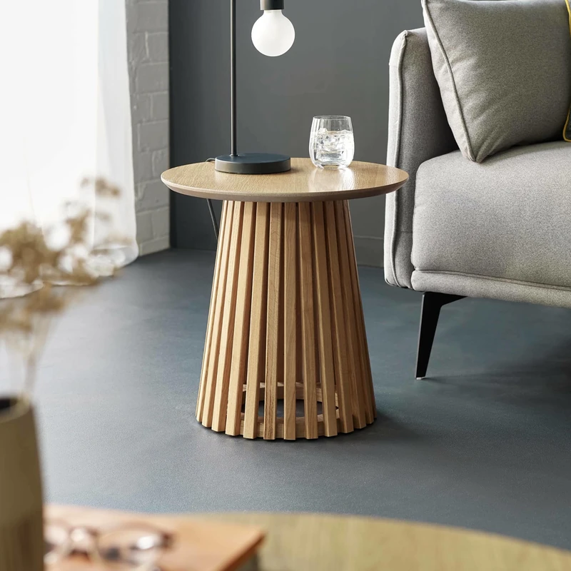Julian Bowen Ollie Natural Oak Effect 45cm Round Lamp Table