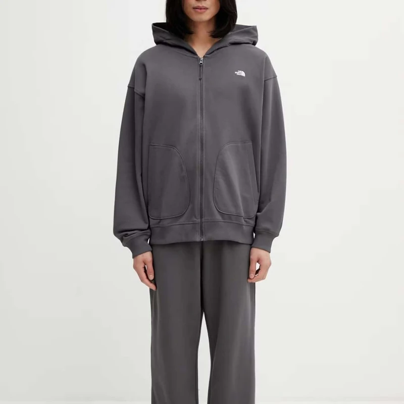 The North Face Unisex Essential Oversize Full Zip Hoodie Jacket, Anthracite Grey, XL