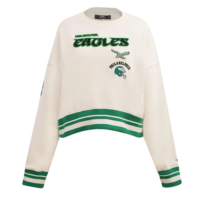Pro Standard Womens NFL Philadelphia Eagles Retro Classics Crewneck Sweatshirt Eggshell/Kelly Green Xl - Image 1
