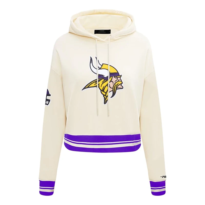 Pro Standard Womens NFL Minnesota Vikings Retro Classics Cropped Pullover Hoodie Eggshell/Purple M