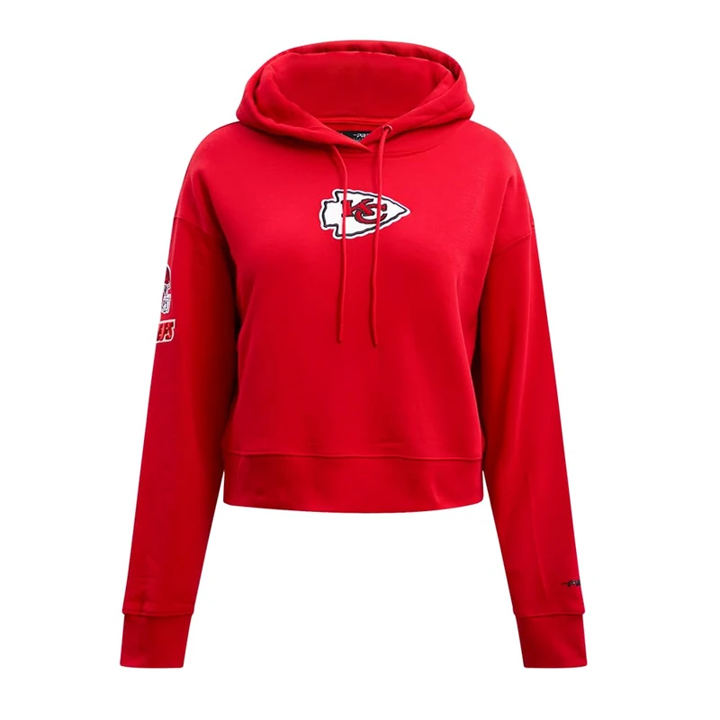Pro Standard Womens NFL Kansas City Chiefs Classic Chenille Cropped Pullover Hoodie Red M - Image 1
