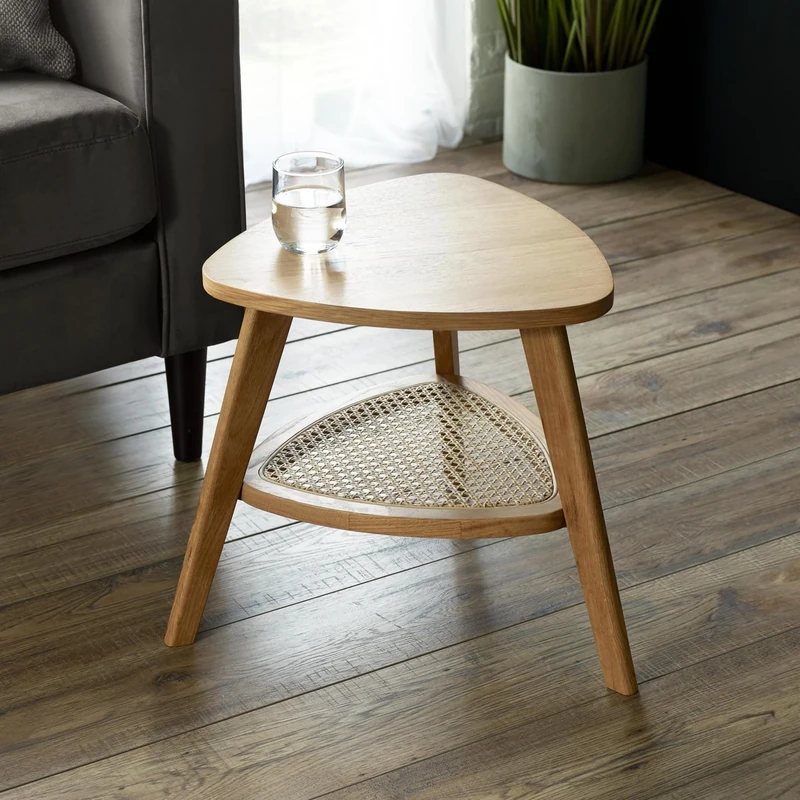 Julian Bowen Vera Oak Effect Triangular Side Table with Shelf