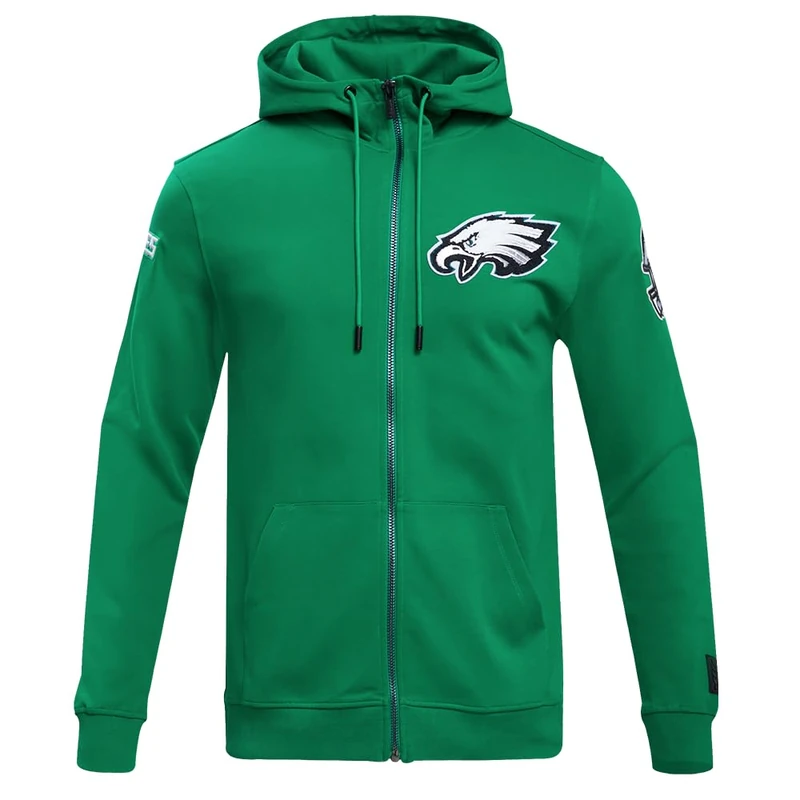 Pro Standard Mens NFL Philadelphia Eagles Classic Chenille Full Zip Hoodie Kelly Green M