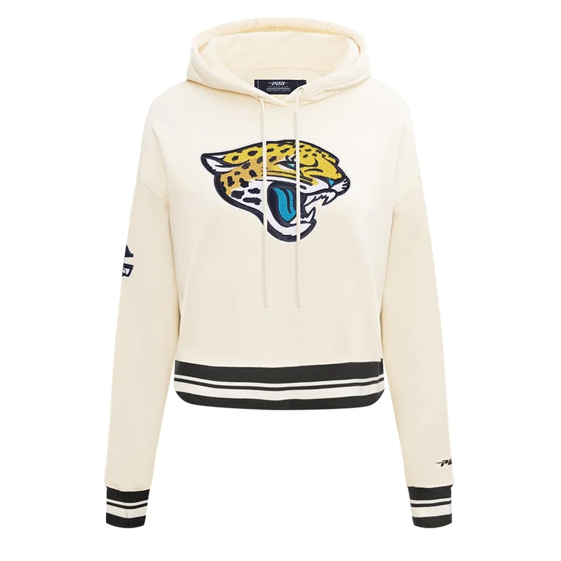 Pro Standard Womens Nfl Jacksonville Jaguars Retro Classics Cropped Pullover Hoodie Eggshell/Black S