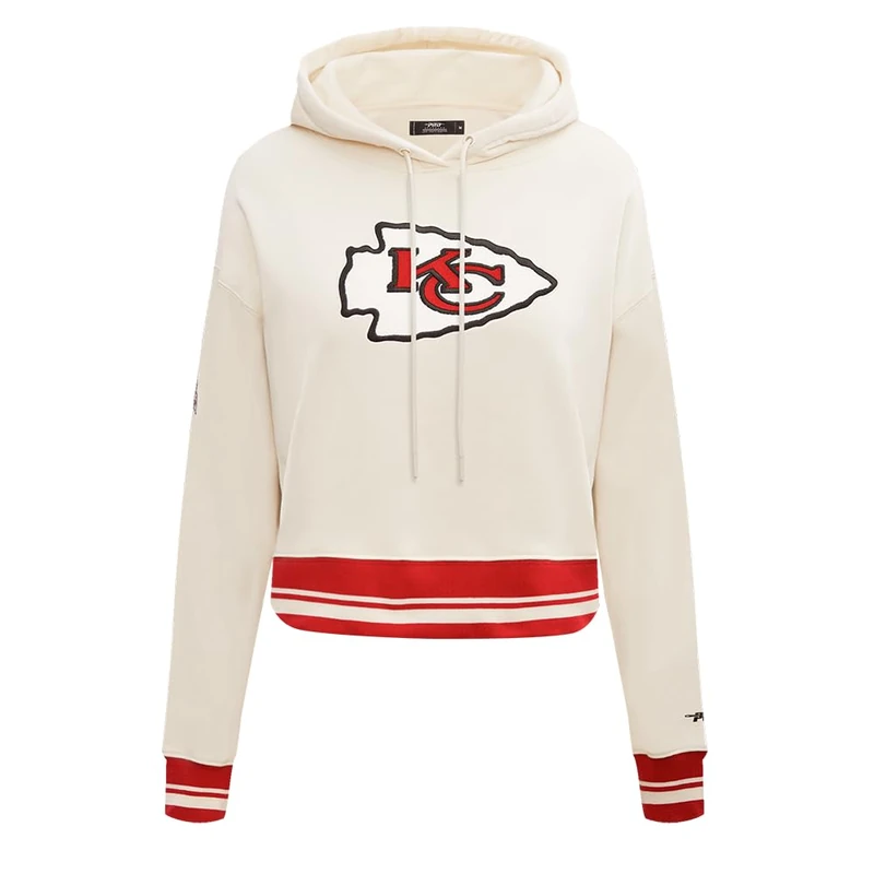 Pro Standard Womens Nfl Kansas City Chiefs Retro Classics Cropped Pullover Hoodie Eggshell/Red M