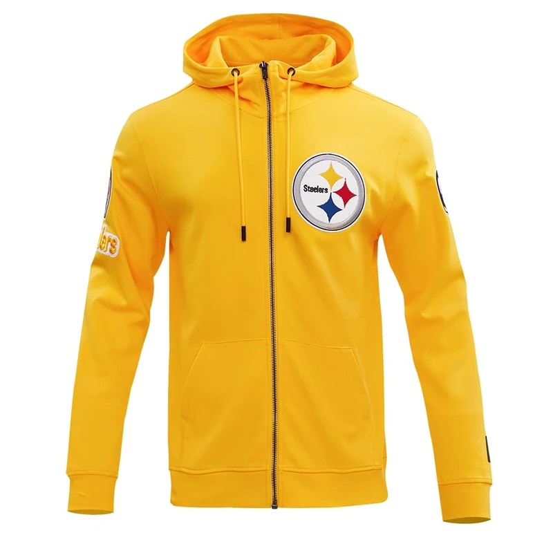 Pro Standard Mens NFL Pittsburgh Steelers Classic Chenille Full Zip Hoodie Yellow M