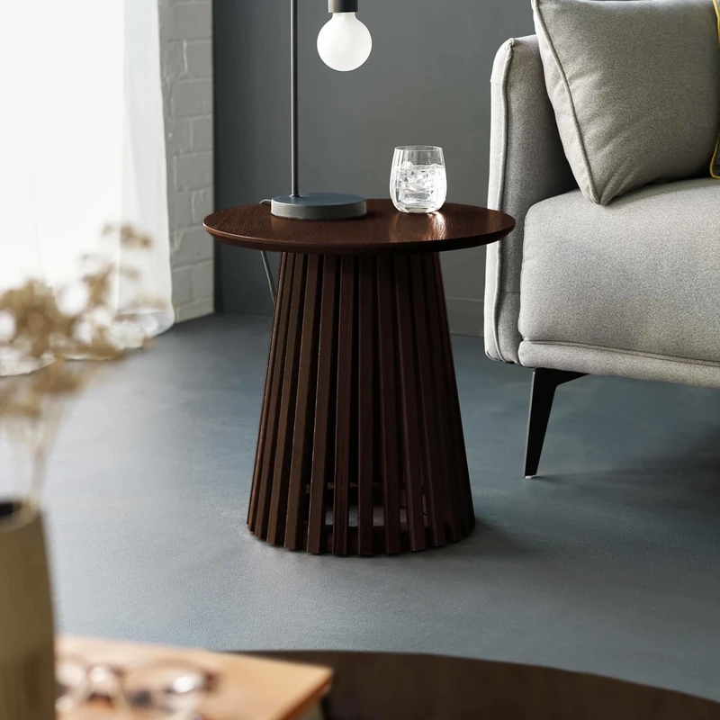 Julian Bowen Ollie Dark Oak Effect 45cm Round Lamp Table