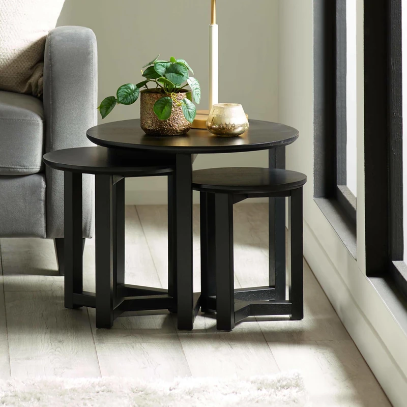 Julian Bowen Nidri Black Set Of 3 Tables