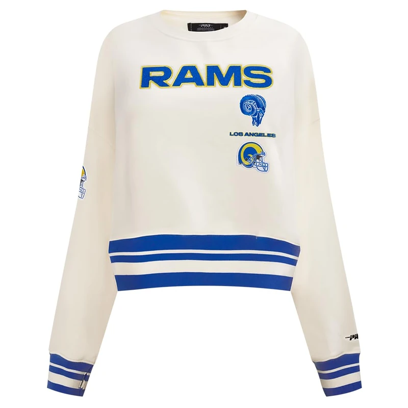 Pro Standard Womens NFL Los Angeles Rams Retro Classics Crewneck Sweatshirt Eggshell/Royal Blue Xl
