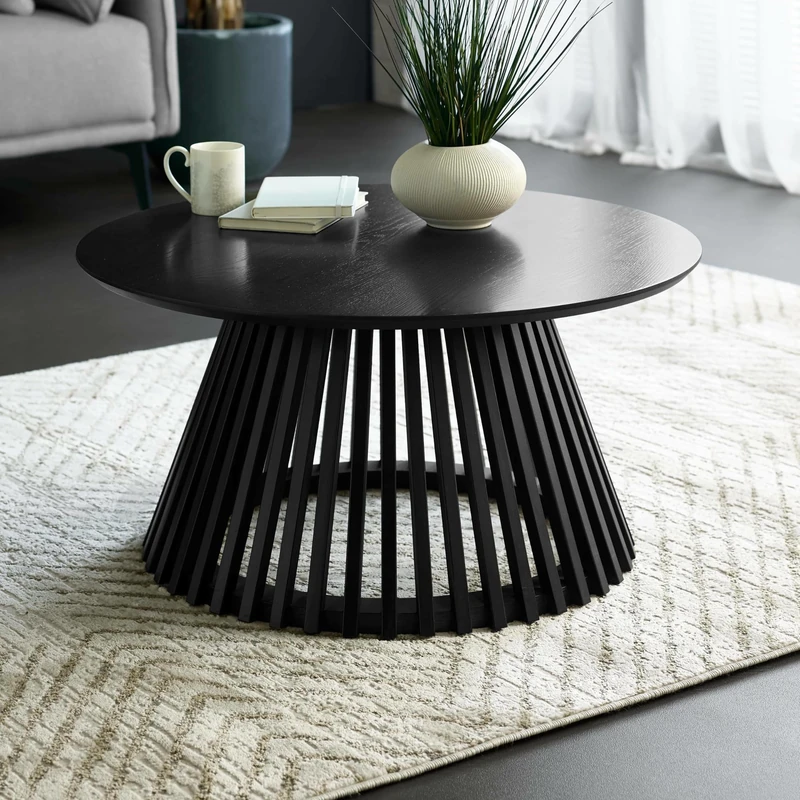 Julian Bowen Ollie Black 80cm Round Coffee Table - Image 1