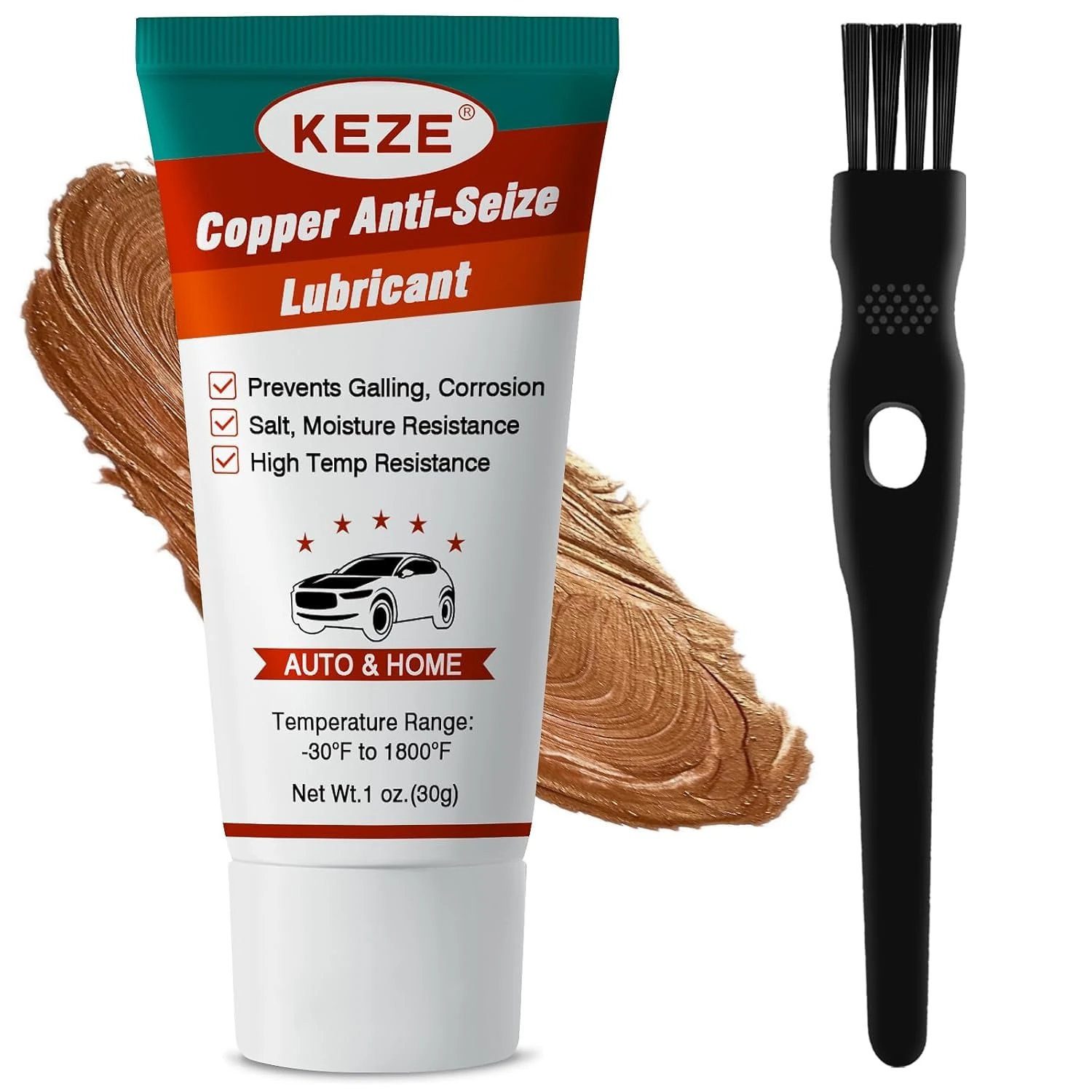KEZE Copper Anti Seize Thread Lubricant Grease Antiseize Compound Lubrication for Automotive Spark Plug Bolts and Nuts Prevent Rust and Corrosion High Temp Resistant 30g Each, 1-Pack