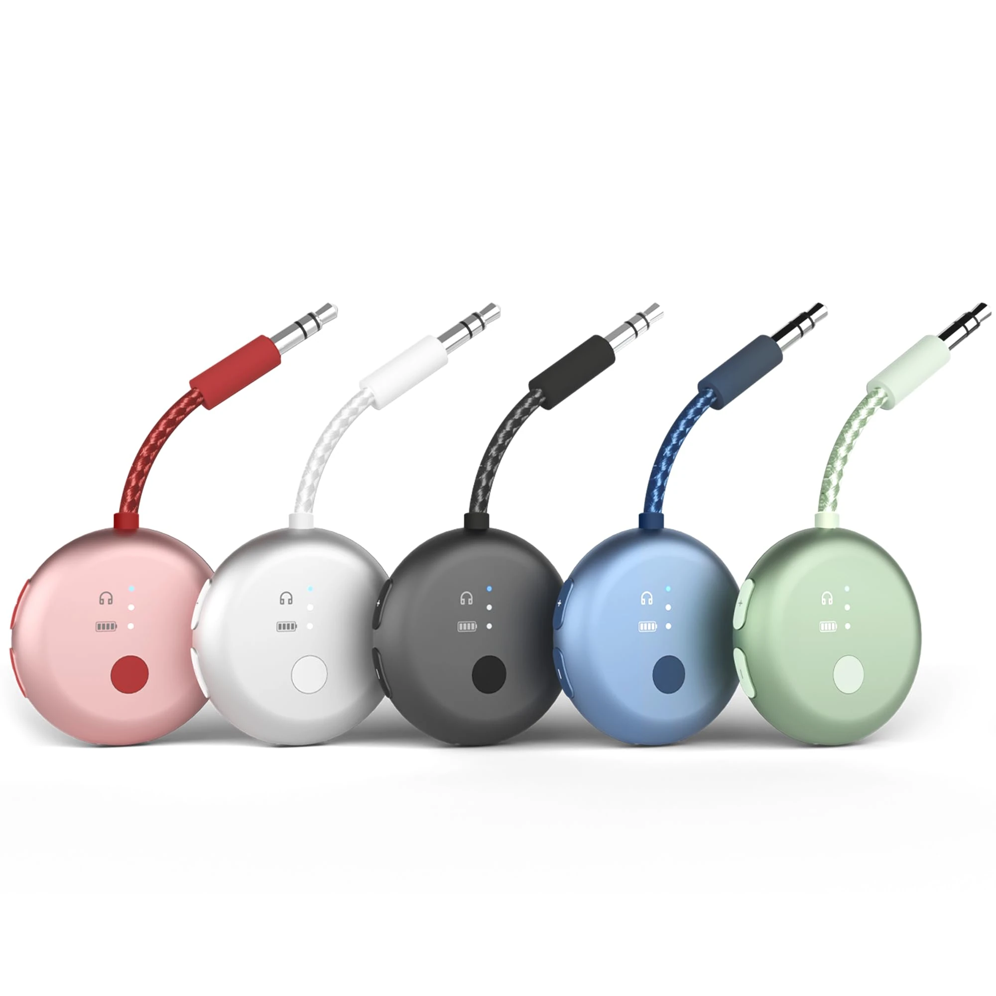 Avantree SoundJet R1 – Pack of 5 Airplane Bluetooth Adapter for Headphones & AirPods, aptX Adaptive, Qualcomm Chipset, 20H Battery, Wireless Audio Transmitter for in-Flight Travel Essentials - 5 Color