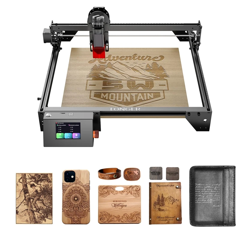 LONGER RAY5 5W Laser Engraver, Laser Cutter with 400 x 400mm Working Area, Up to 24000mm/min Speed, High Precision for Wood, Acrylic, Metal, Glass and Leather