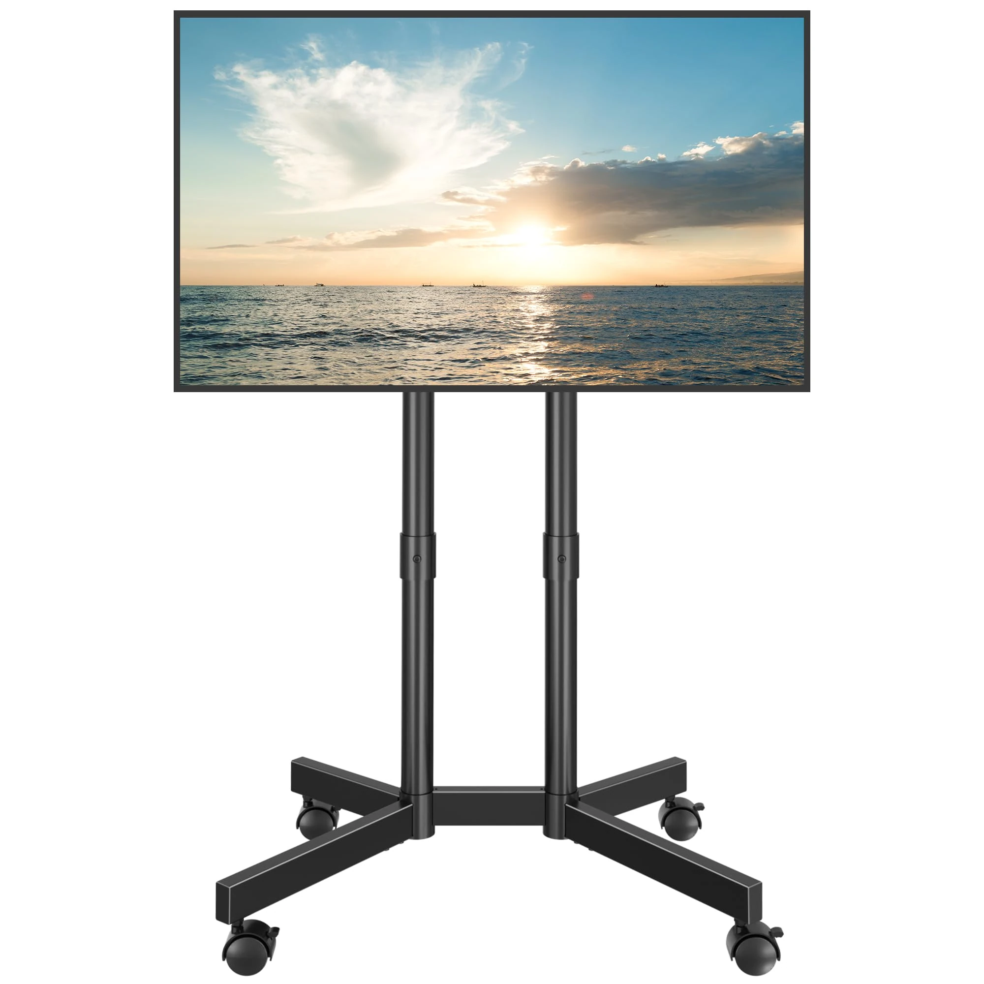 BONTEC Rolling TV Stand for 32-70 inch TVs, Mobile TV Cart with Lockable Wheels, Height Adjustable, Max VESA 400x400mm, Portable TV Stand on Wheels with Cable Management, TV Floor Stand, Black