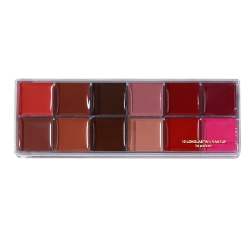 Lip Palette, Eyeshadow Palettes, 12 Lip Colour Palettes, Versatile Shadow Make-Up, Cosmetics, Contour Kit, Lip Gloss Set, Compact Smooth Make-Up for Mother, Women, Daughter