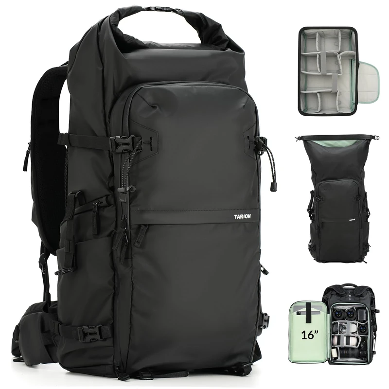 TARION Large Camera Backpack for Photographers - 35L Expandable DSLR Waterproof Camera Bag with 16" Laptop Compartment & Side Access & Adjustable Waist Strap & Rain Cover (Xprober)