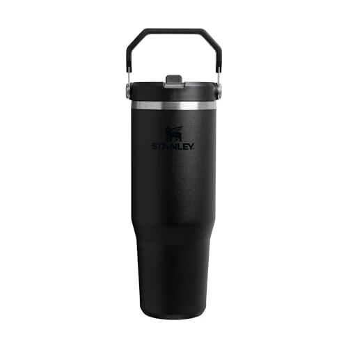 Stanley 1913 Flip Straw Tumbler 1.0 Water Bottle with Straw 0.89L - Keeps Cold for 12+ Hours - Easy to Carry - Dishwasher Safe - Stainless Steel Thermal Flask - BPA-Free Travel Mug - Black 2.0