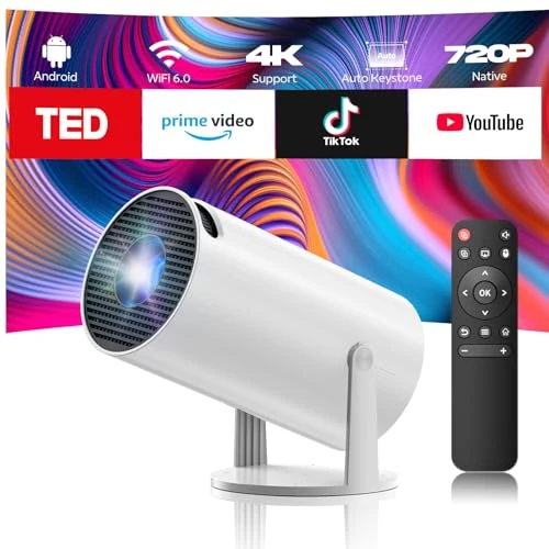 [220°Adjustable Stand] Mini Projector 2.4G/WiFi6/Dual-Band, Portable Projectors 4k Support, 130" Screen Home Projector, Auto Keystone Outdoor Projectors for Phone/TV Stick/HDMI/PS5
