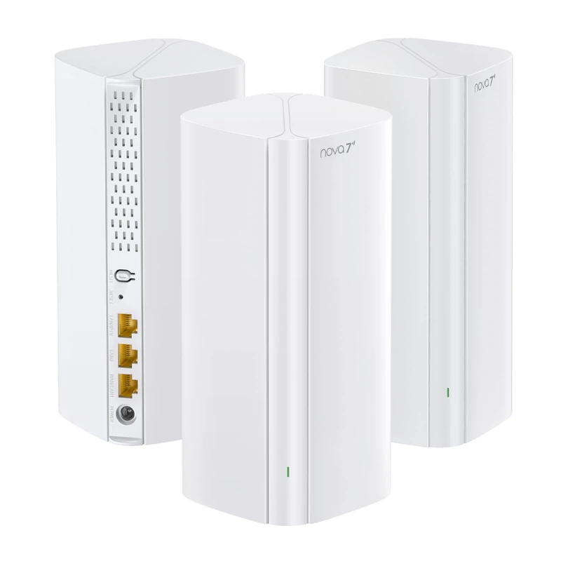 Tenda Nova ME3 Pro 7 WiFi Mesh System - BE3600 Dual Band (2.4GHz: 688Mbps, 5GHz: 2882Mbps), Coverage for 3-4 Bedrooms - 3 Gigabit Ports per Unit, NFC, WPA3, Pack of 3