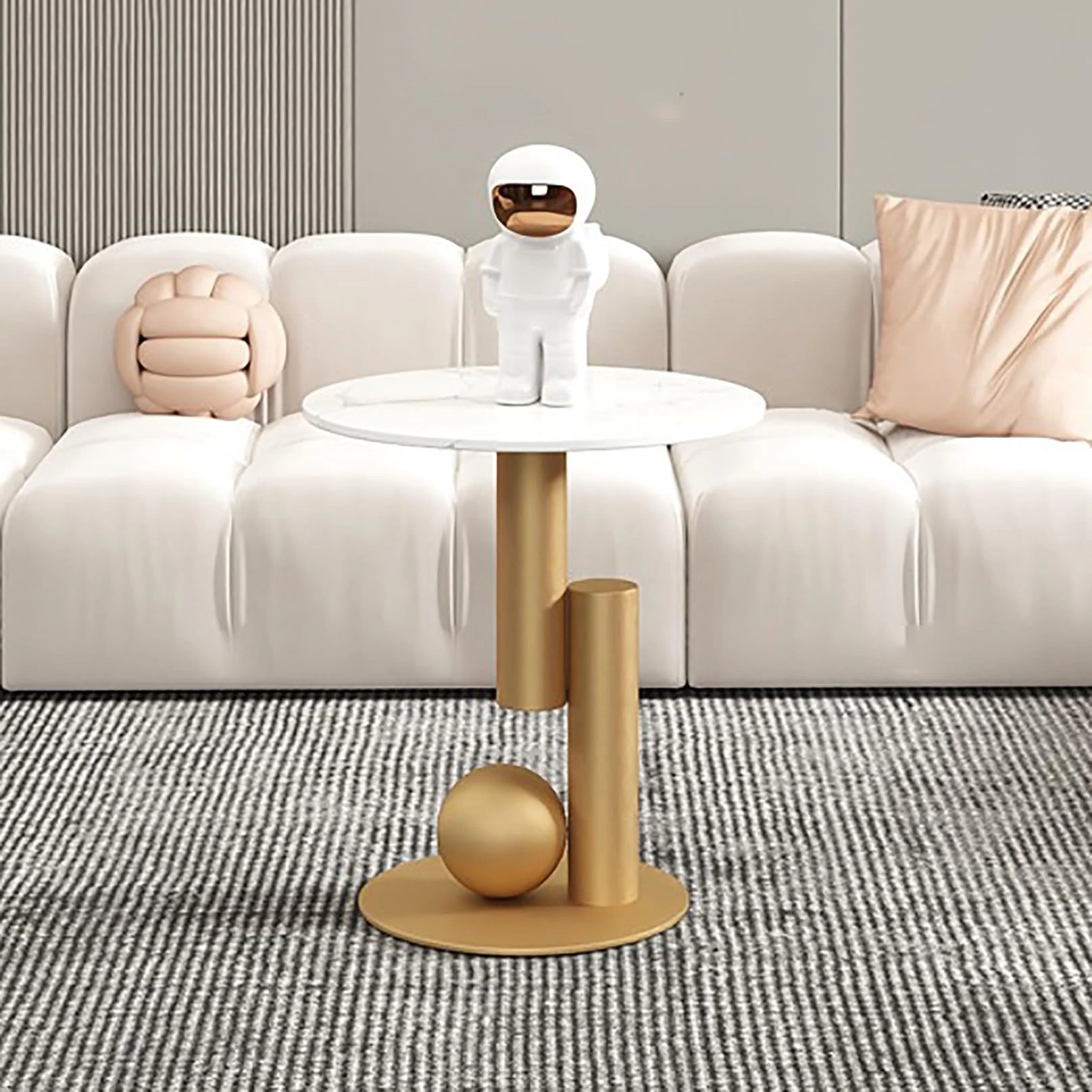 Coffee Table, Modern Oval Stone Metal Base Table, Slate Tabletop, Centerpiece for Living Rooms, Small Apartment Furniture