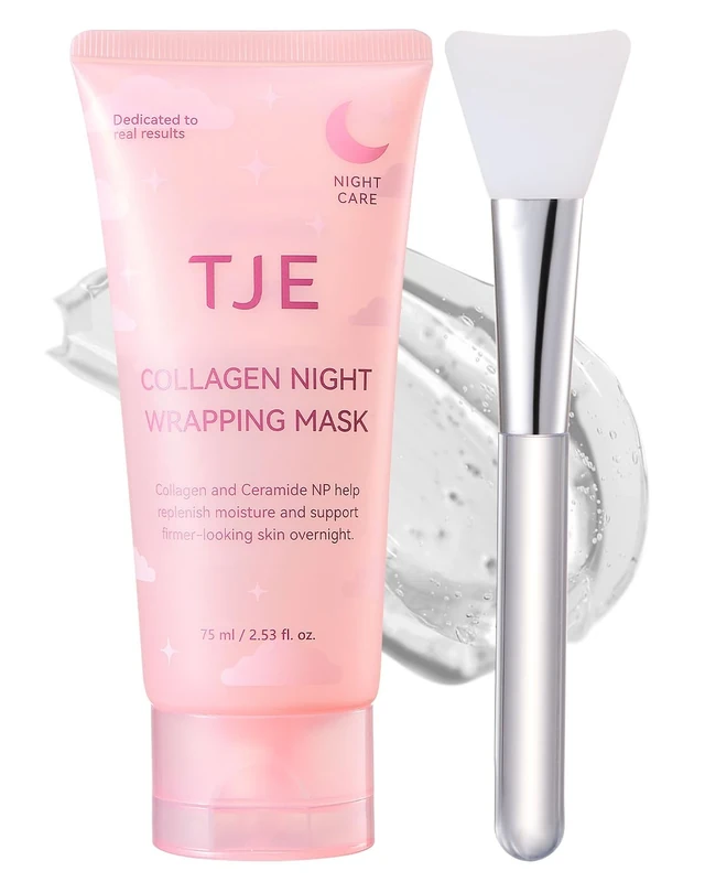 TJE Collagen Night Wrapping Mask, Collagen Peel Off Face Mask with Nicotinamide, Elasticity & Hydration Care, Reduces Sagging & Dullness - 2.53 fl oz