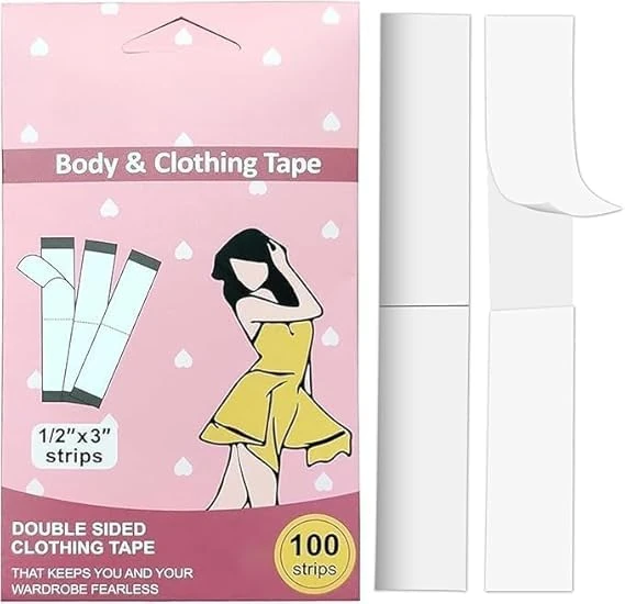 kinoco Boob Tape & Double Sided Body Tape (100 Pack) - Clear Fashion Tape for Clothes, All-Day Strong Hold, Hypoallergenic, Invisible on All Skin Tones & Fabrics