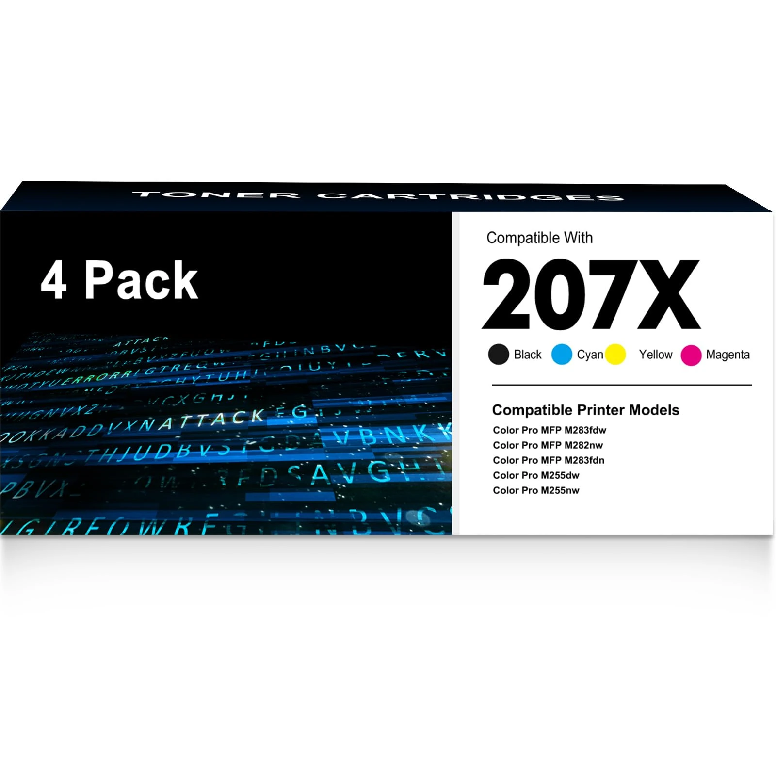 207X 207A Pro MFP M283fdw Toner Cartridges Compatible for HP 207X 207A Colour Laserjet Pro MFP M283FDW M255DW M282NW M255NW W2210X W2210A W2211X W2212X W2213X Black Cyan Yellow Magenta 4Pack With Chip