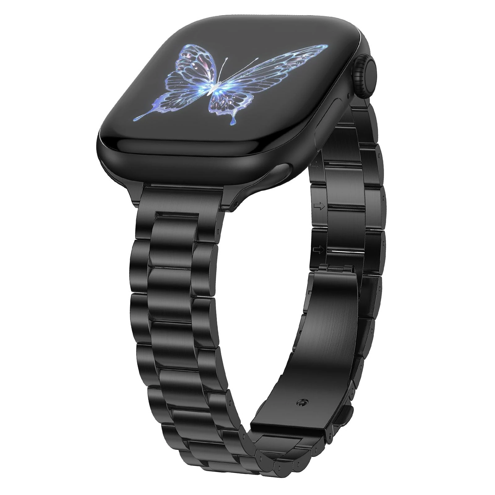 Dolstrap Thin Metal Straps Compatible with Apple Watch Strap 49/46(S11/10)/45/44/42mm, Women Dressy Stainless Steel Slim Band Compatible for iWatch Ultra 3/2/1 SE 3-1 Series 11 10 9 8 7 6-1, Black