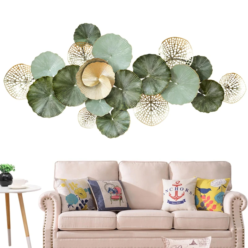 edaknez 53" Large Metal Wall Art, 3D Lotus Leaf Wall Decor for Living Room