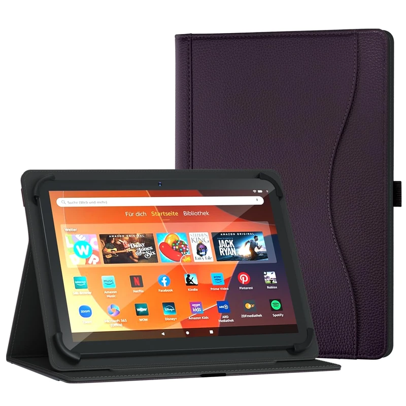 XunyLyee Universal 10.1 inch Tablet Case, 10 11 inch Tablet Case, Multi-Angle Viewing Stand Cover with Pocket for 9.6-11 Inch Android Tablet, Purple