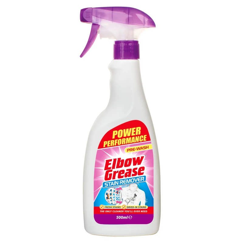 Elbow Grease Stain Remover Spray | Pre-Wash for Clothes, Carpets & Upholstery - Tackles Grease & Oil Stains | Fresh or Dried-in Stains (500ml)