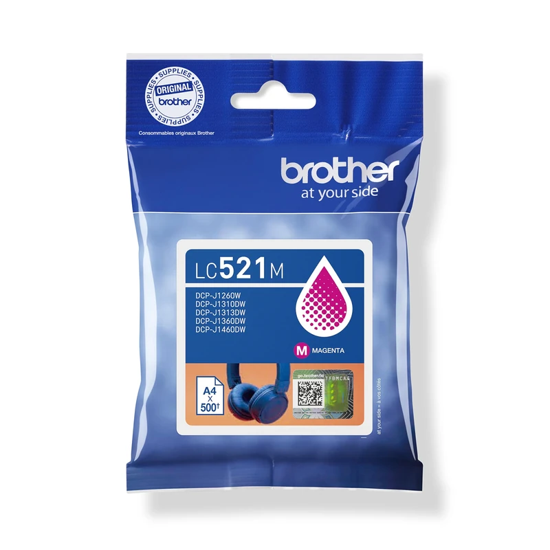 Brother LC-521M Inkjet Cartridge, Magenta, Single Pack, includes 1 x Inkjet Cartridge, Genuine Supplies, Standard